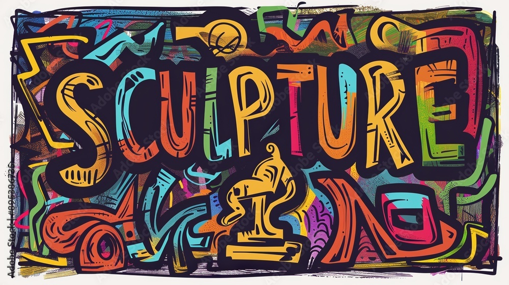 Colorful Art Illustration of Sculpture Theme Colorful Art Illustration of Sculpture Theme