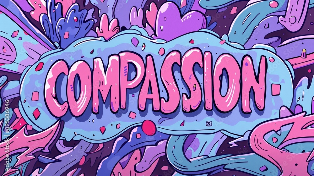 Colorful Illustration of Compassion with Vibrant Background Colorful Illustration of Compassion with Vibrant Background