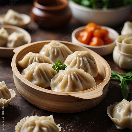 Delicious dumplings on the table