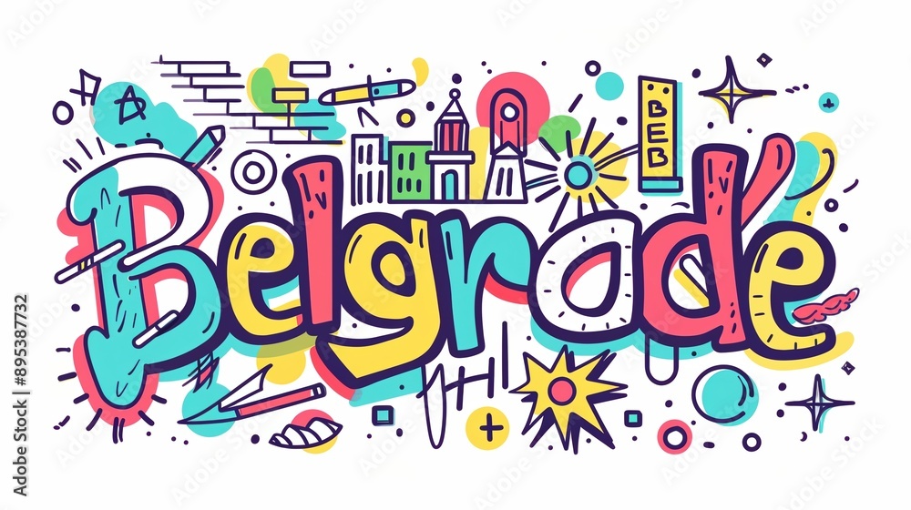 Colorful Illustration of Belgrade Cityscape Colorful Illustration of Belgrade Cityscape
