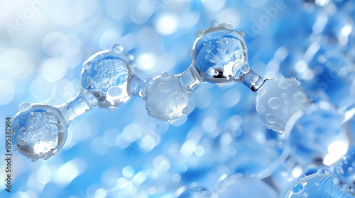 Wallpaper Mural Close-Up of Water Molecule Structure in Blue Background.. Torontodigital.ca