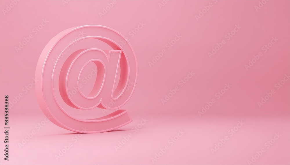pink mail 3d render design element email sign, @ symbol, panoramic image and copy space for text pink mail 3d render design element email sign, @ symbol, panoramic image and copy space for text