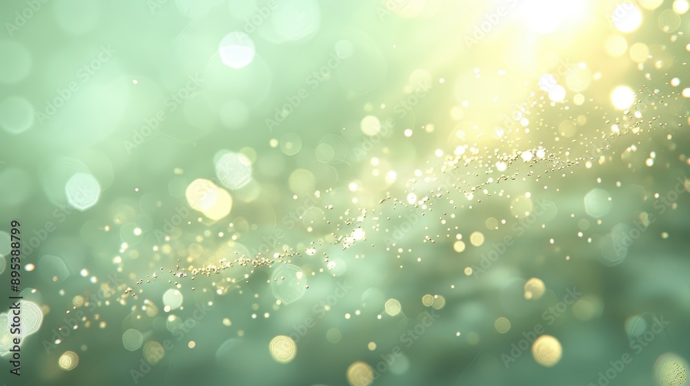 Obraz premium A green background with a lot of small, bright, and shiny dots