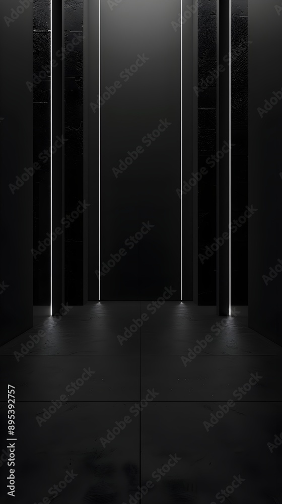 Minimal futuristic background black with black floor Minimal futuristic background black with black floor