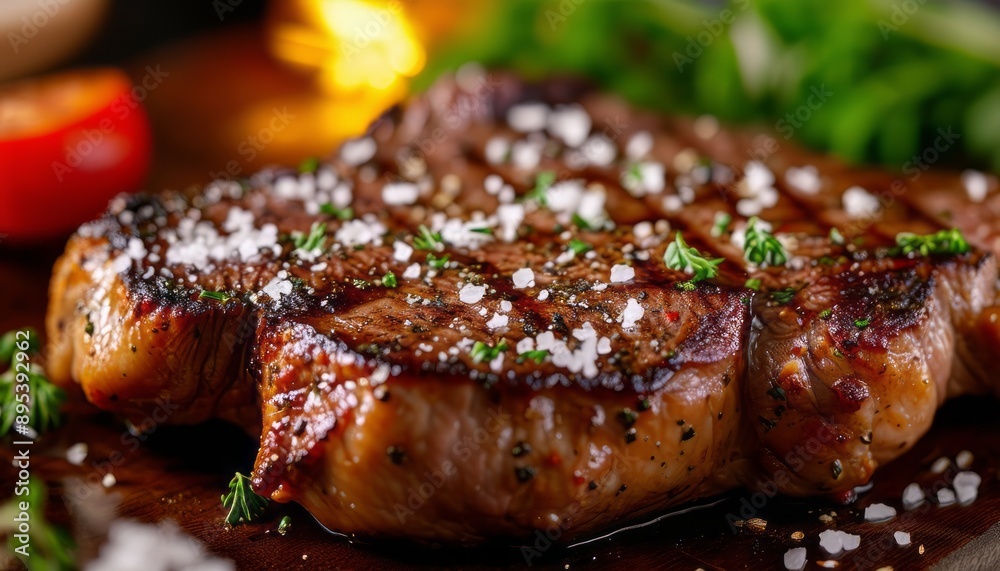 Delicious juicy beef or chicken steak with salt spices and herbs Delicious juicy beef or chicken steak with salt spices and herbs