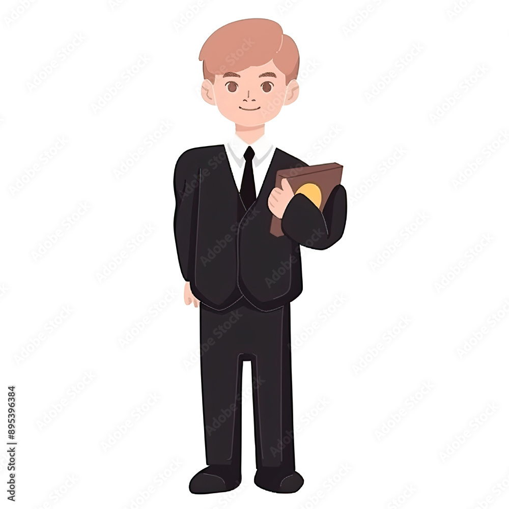 An illustration of a boy lawyer looking at the camera