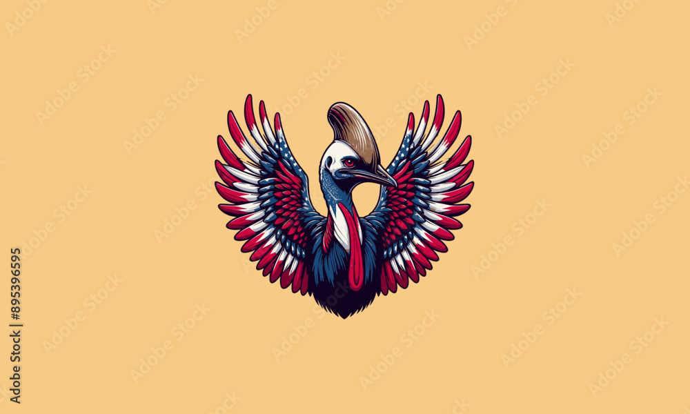 Fototapeta premium cassowary with big wings american vector mascot design