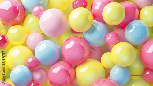 3D Textured Background with Colored Bubbles in Pink, Yellow, Blue, Red, and Green