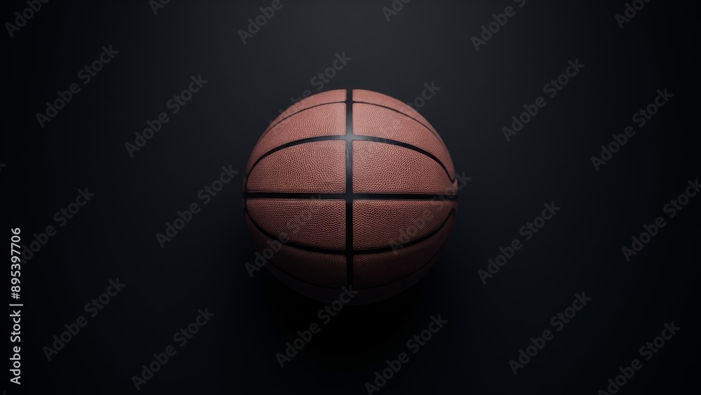 Official NBA size leather basketball set against a black background Official NBA size leather basketball set against a black background