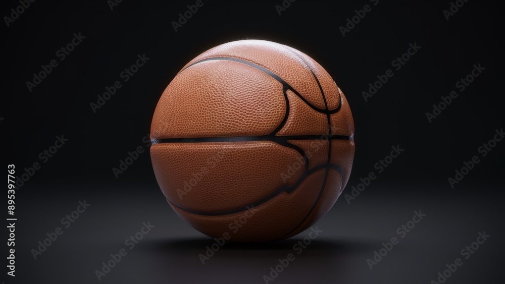 Official NBA size leather basketball set against a black background Official NBA size leather basketball set against a black background
