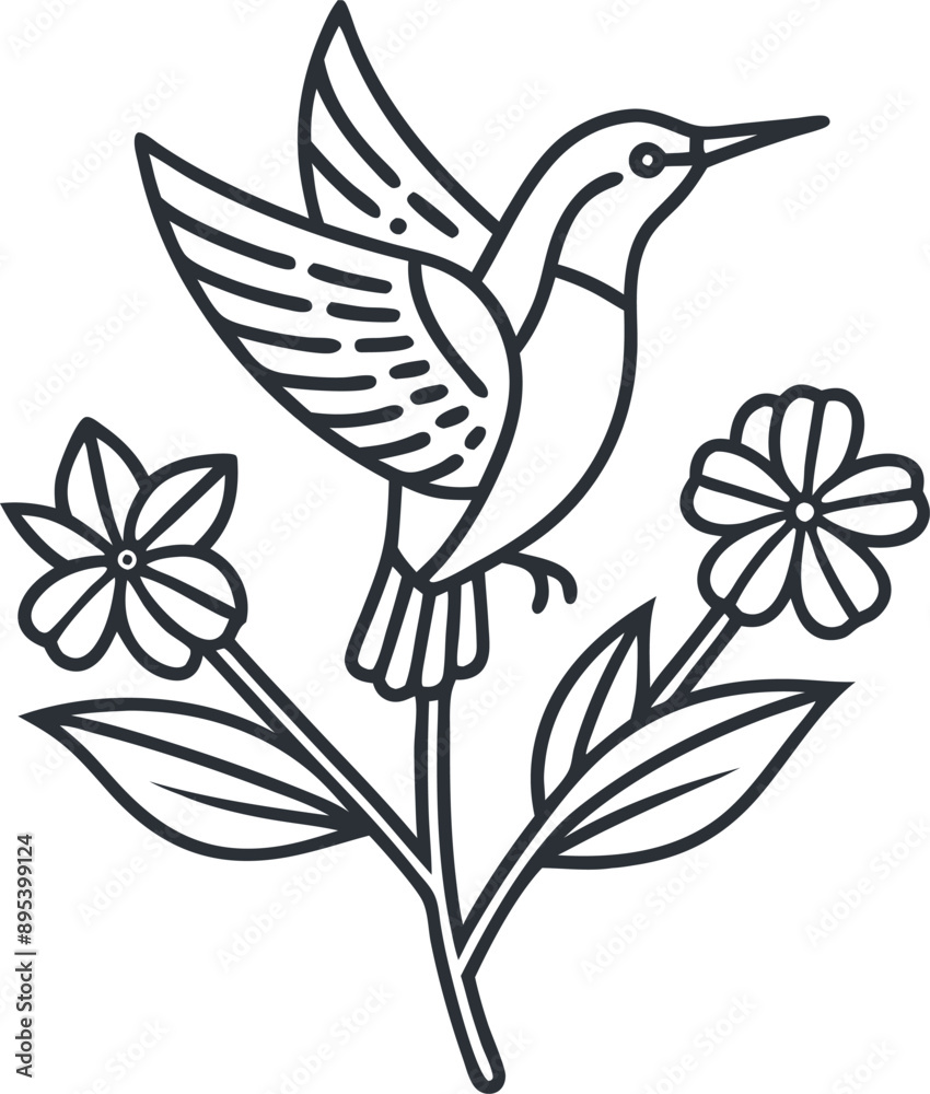 Obraz premium Elegant minimalist hummingbird logo captures essence of swift grace. 