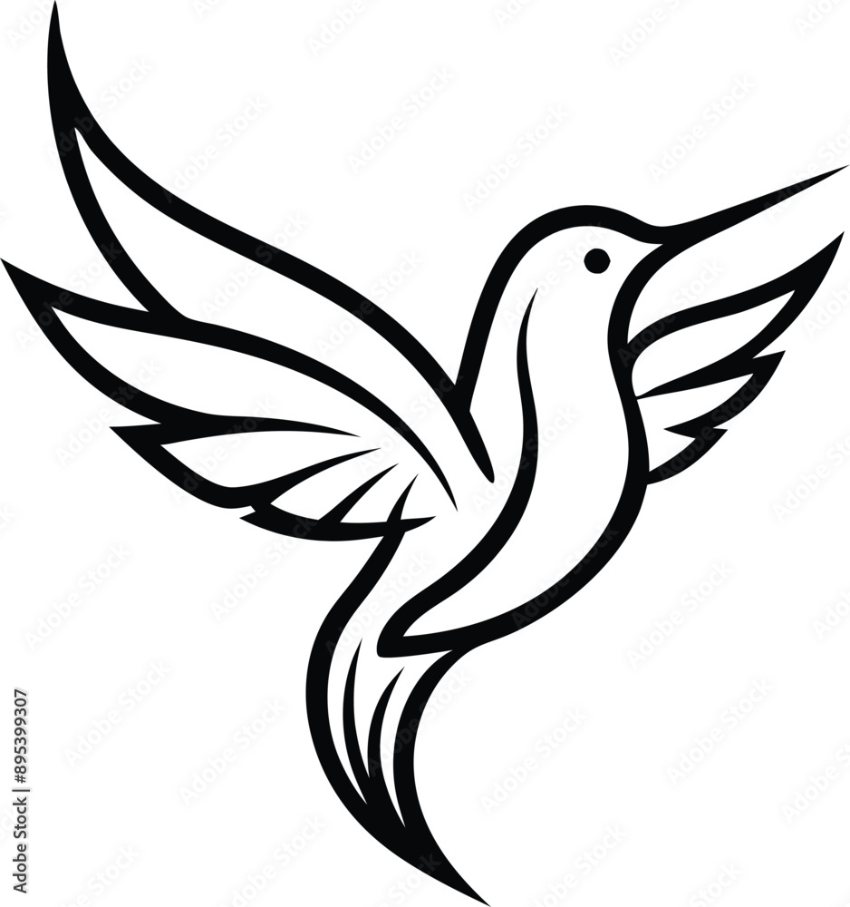 Fototapeta premium Elegant minimalist hummingbird logo captures essence of swift grace. 
