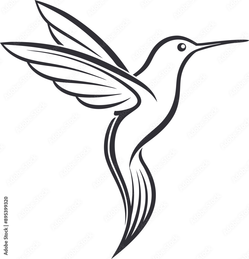 Fototapeta premium Elegant minimalist hummingbird logo captures essence of swift grace. 