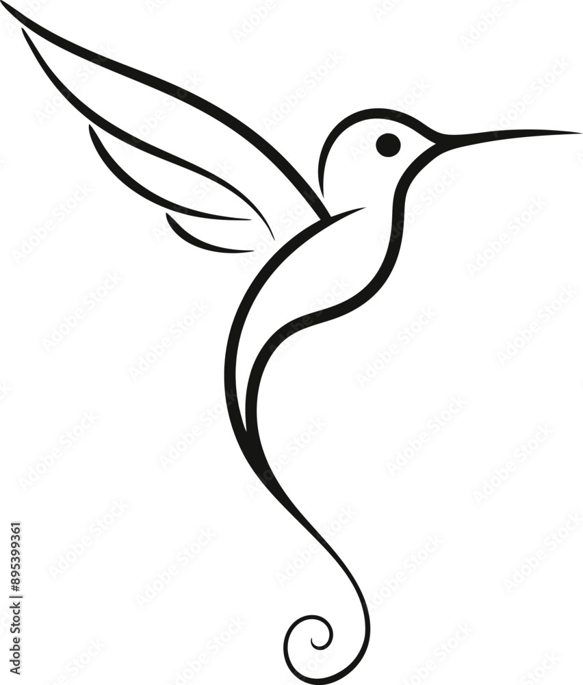 Fototapeta premium Elegant minimalist hummingbird logo captures essence of swift grace. 