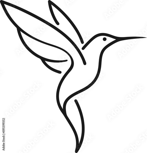 Elegant minimalist hummingbird logo captures essence of swift grace. 