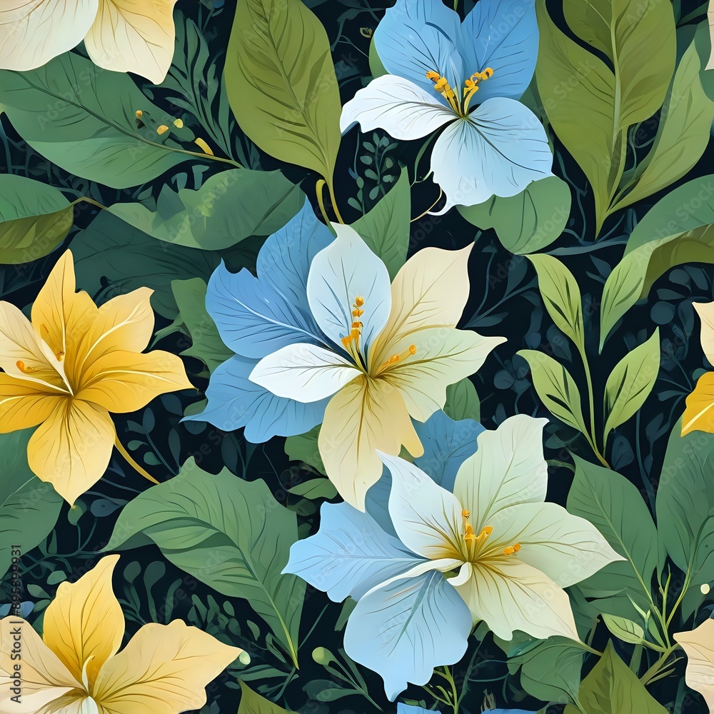 Fototapeta premium Stylized Botanical Seamless Pattern