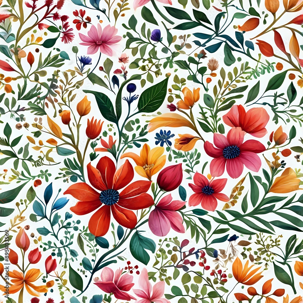 Vibrant Floral Pattern with a Seamless Design for Creative Backgrounds