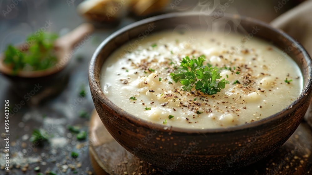 a bowl of soup with a spoon and a spoon of bread a bowl of soup with a spoon and a spoon of bread