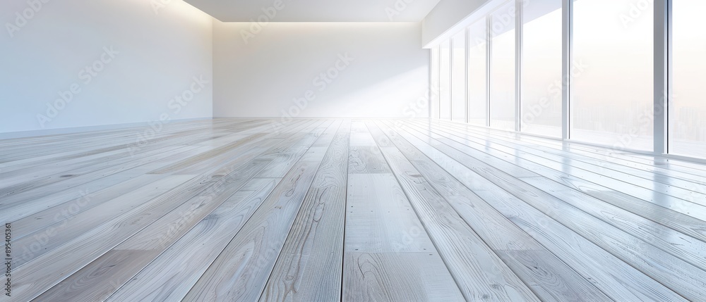 Obraz premium A large room with white walls and wooden floors