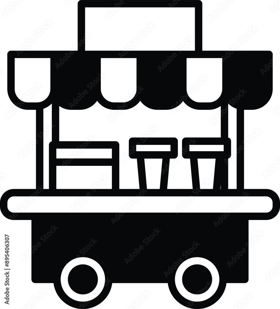 Cart selling smoothies in line icon style Cart selling smoothies in line icon style