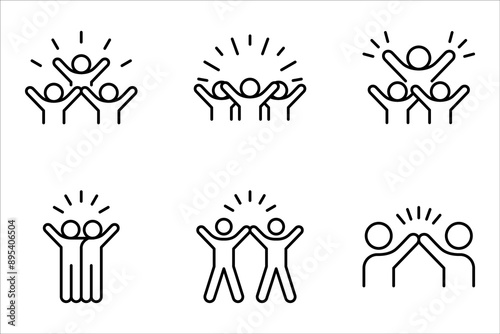 group happy people icon set, party friends, joy expression feeling, vector illustration on white background