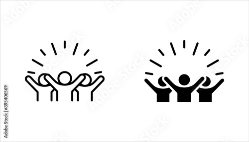group happy people icon set, party friends, joy expression feeling, vector illustration on white background
