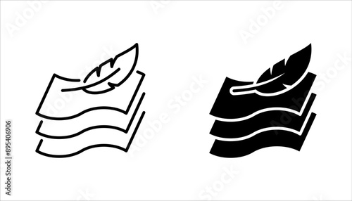fabric with feather filler icon set, high comfort structure, less weight, vector illustration on white background