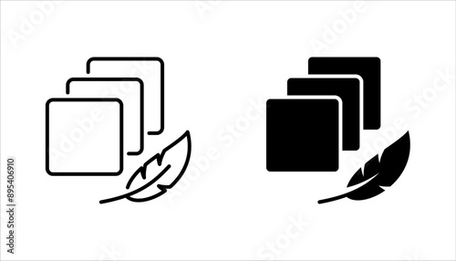 fabric with feather filler icon set, high comfort structure, less weight, vector illustration on white background