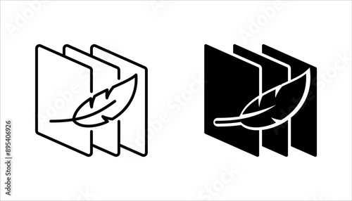 fabric with feather filler icon set, high comfort structure, less weight, vector illustration on white background