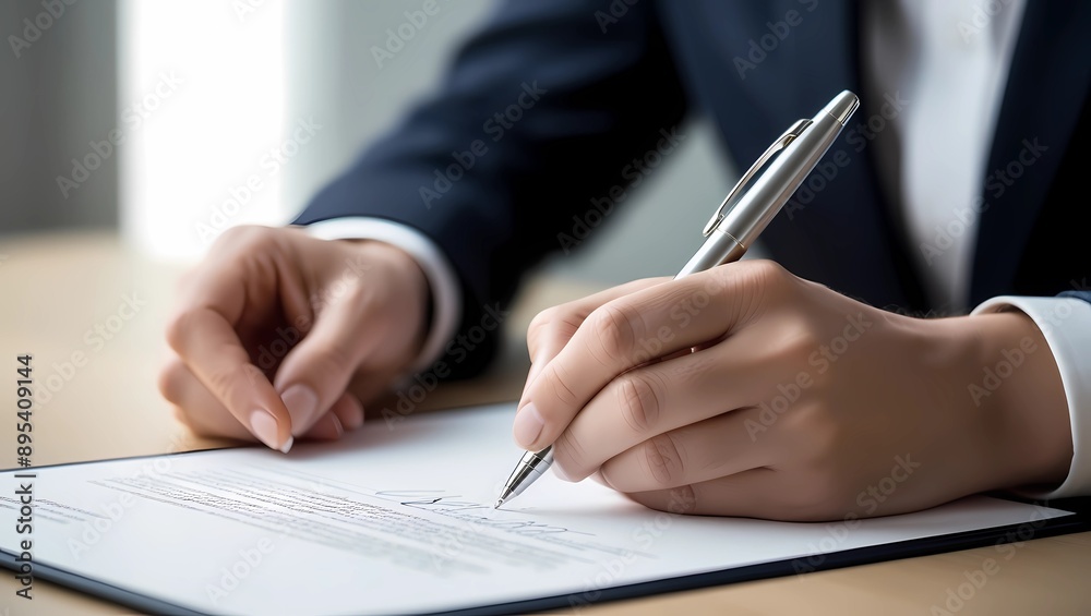Businessperson Signing an Important Document
Businessperson Signing an Important Document