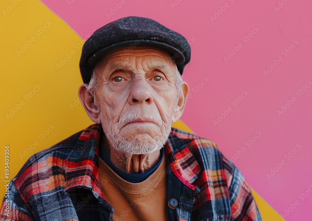 Stylish Elderly Man and Tattoos in Sunglasses Stylish Elderly Man and Tattoos in Sunglasses