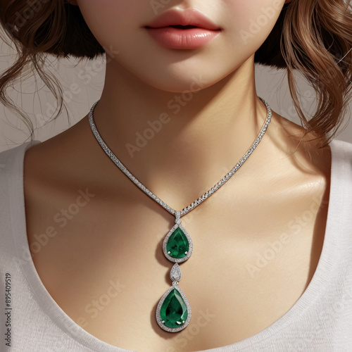 Drop shaped emerald necklace