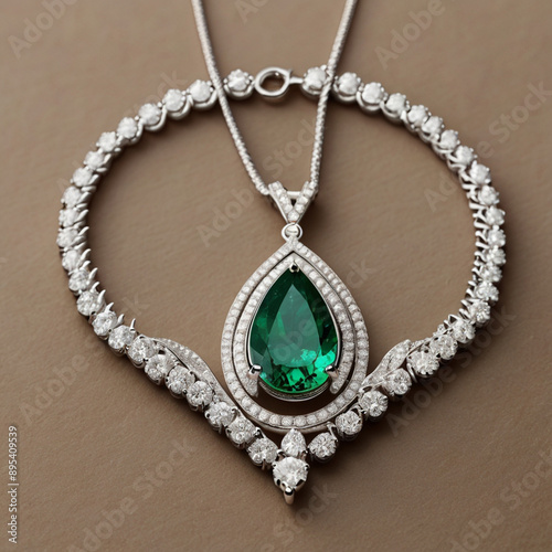 Drop shaped emerald necklace