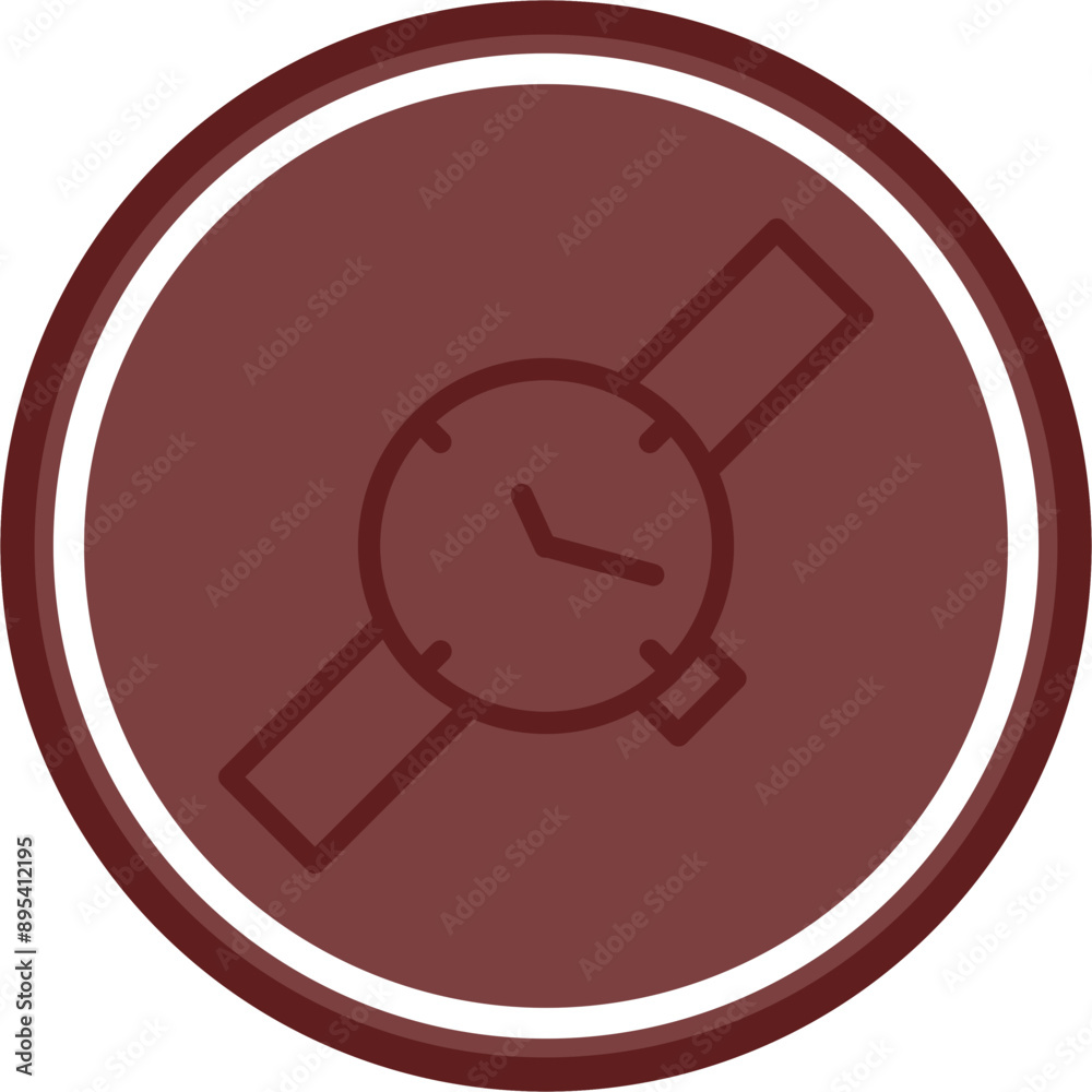Stylish Watch Vector Line Double Circle Maroon Stylish Watch Vector Line Double Circle Maroon