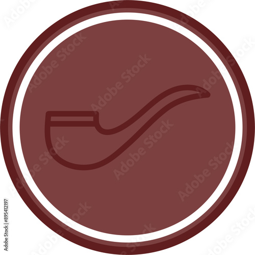 Smoking Pipe Vector Line Double Circle Maroon