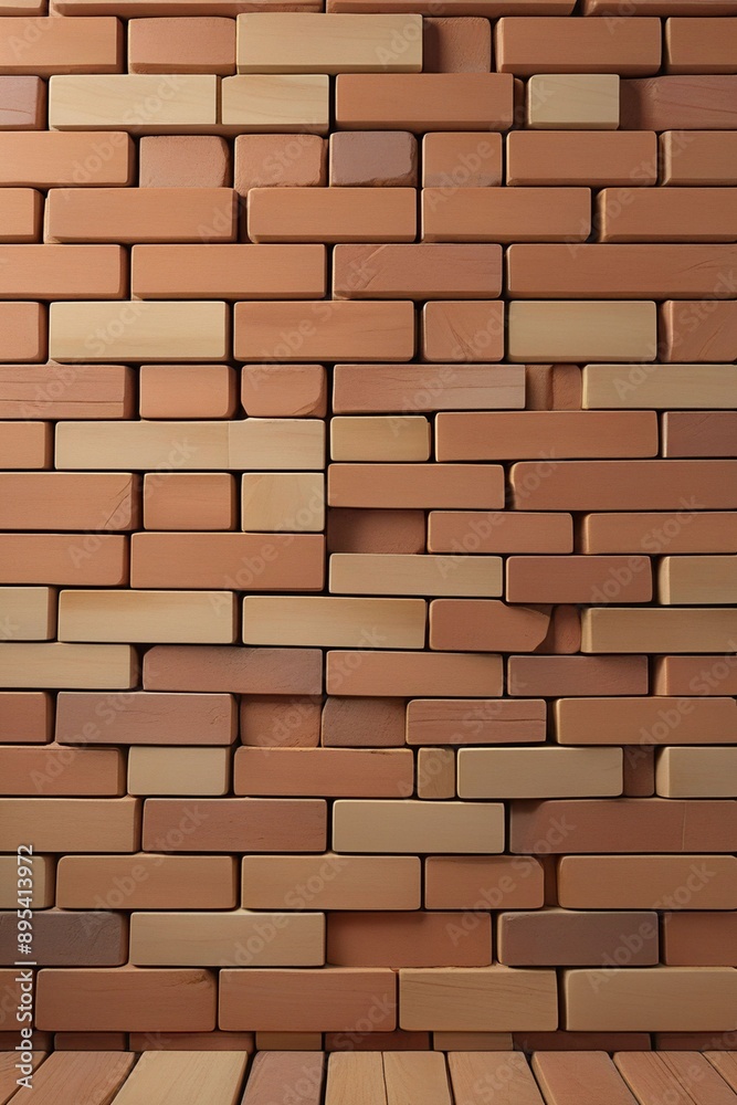 Fototapeta premium Dark wooden bricks wall, vertical composition