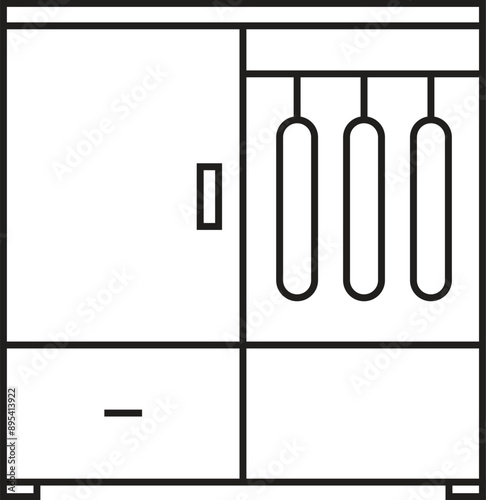 Wardrobe Line Icon Template. Cupboard Icon in Monoline Concept