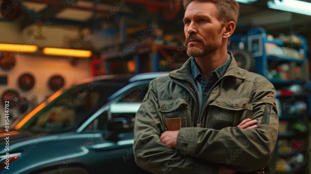 A mechanic at work An experienced mechanic in an auto repair shop is working on an engine. A mechanic at work An experienced mechanic in an auto repair shop is working on an engine.