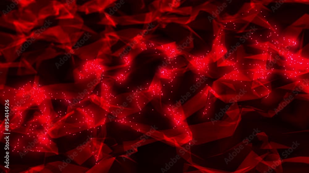 Dynamic red 3D network featuring interconnected points and lines on a dark background, creating a vibrant and futuristic digital landscape. Ideal for tech and innovation themes. High quality 