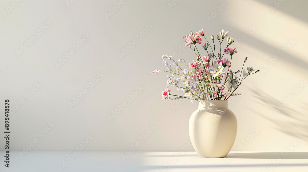 Aesthetic bouquet of flowers in a vase, featured in a modern minimalist interior, UHD, Masterpiece Aesthetic bouquet of flowers in a vase, featured in a modern minimalist interior, UHD, Masterpiece