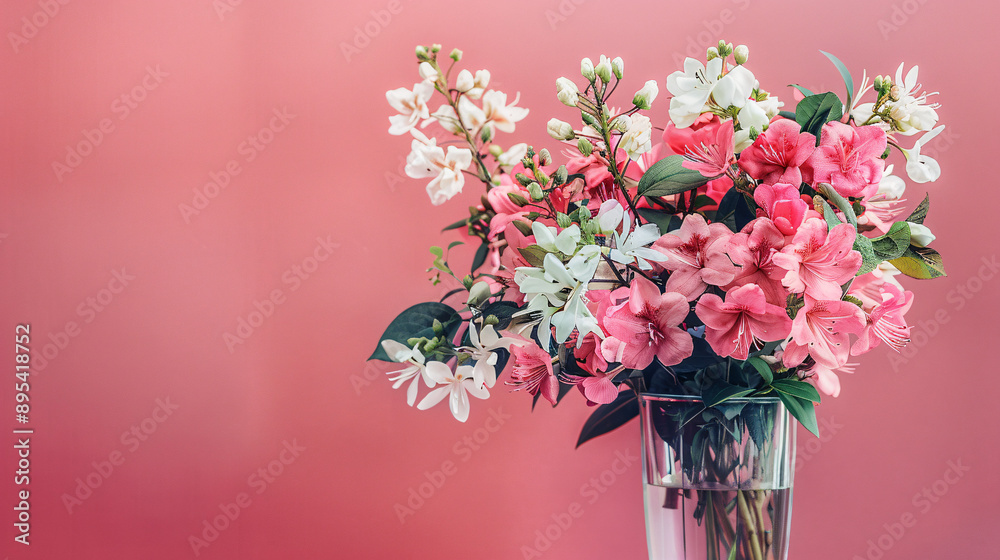 Fototapeta premium Beautiful arrangement of flowers in a vase against a simple plain background, UHD, Masterpiece 
