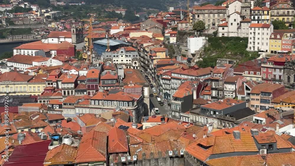 Scenic cityscape view and sea of red roofs in Porto, Portugal. Scenic cityscape view and sea of red roofs in Porto, Portugal.