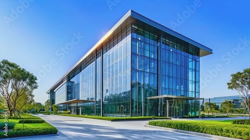 Wallpaper Mural The exterior of a modern corporate building with glass windows and a sleek design Torontodigital.ca