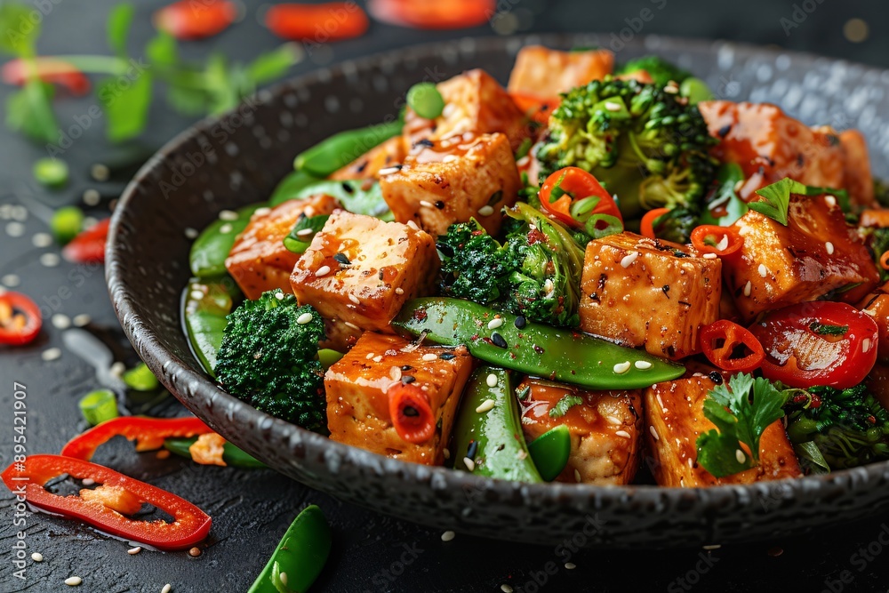 Vegan protein stir-fry with vegetables Vegan protein stir-fry with vegetables