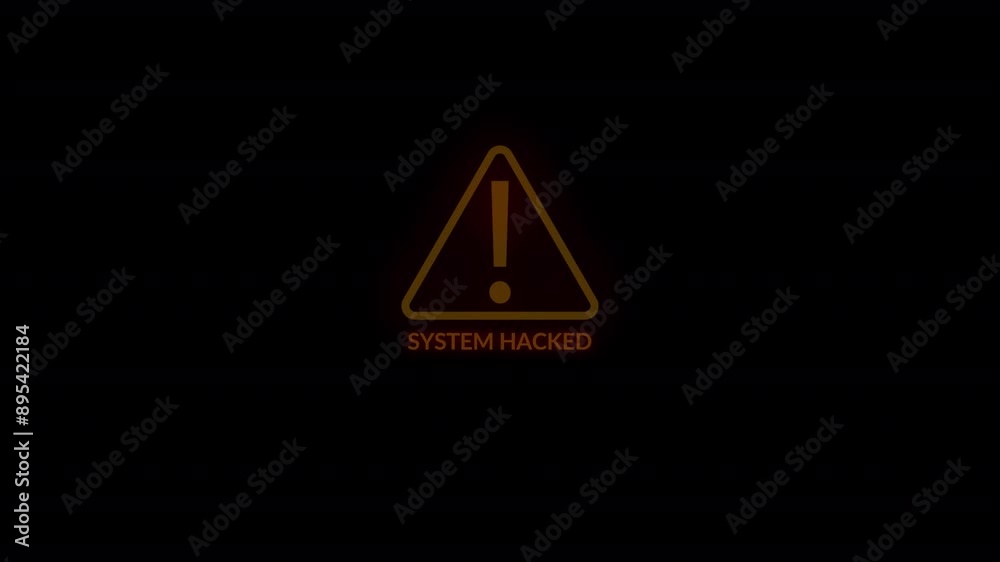 system hack warning message alert animation on black background. system hack warning message alert animation on black background.