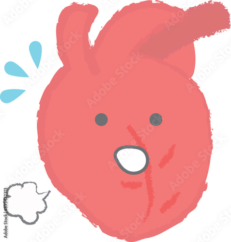 息があがる・弱っている心臓　手書き風キャラクター