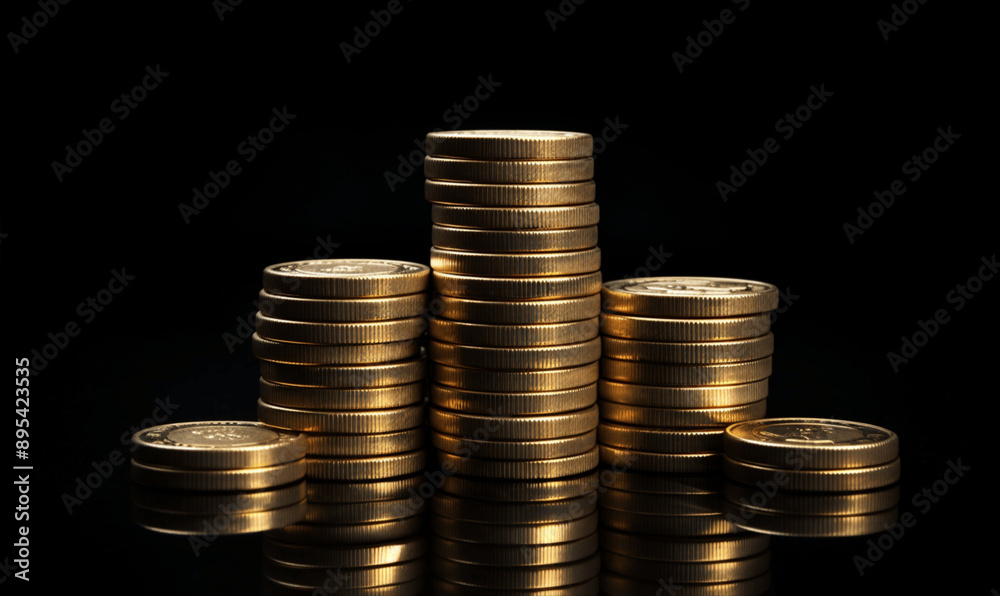 coins on black background coins on black background
