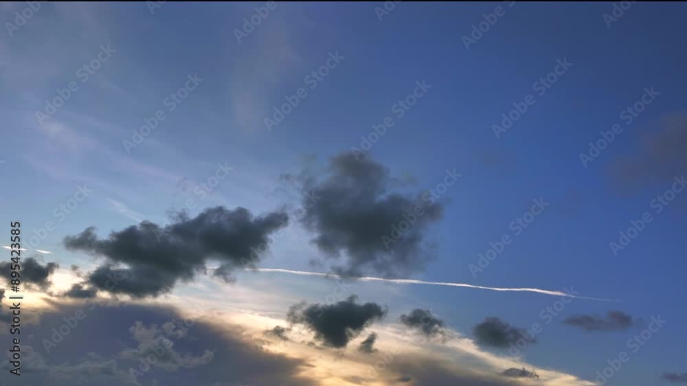 Majestic amazing timelapses, sky with spring clouds. Nature weather blue sky.