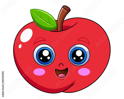 red apple kawaii cartoon