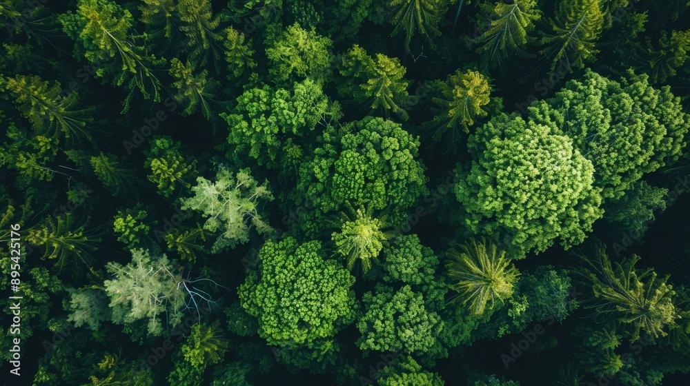 Aerial View of Lush Green Forest Canopy with Dense Trees and Foliage in Summer Aerial View of Lush Green Forest Canopy with Dense Trees and Foliage in Summer